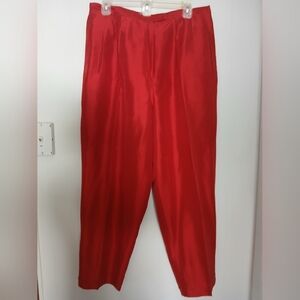 TRAVIS AYERS 100% Silk Women's Red Dress Pants Sz 14 Pants Size 8 High Rise FL